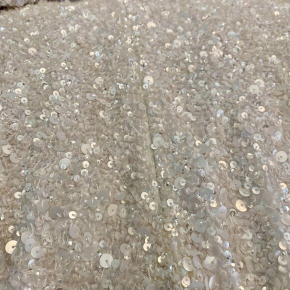 Theia Cap Sleeve White / Silver Sequin Dress Size 2 - Picture 9 of 9